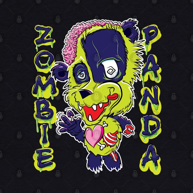 Cute Zombie Panda Cartoon Character by eShirtLabs